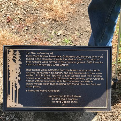 Informational Plaque on the reburial of over 2400 native americans